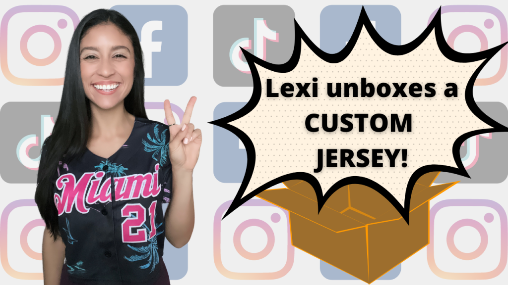 Lexi unboxes a custom jersey.